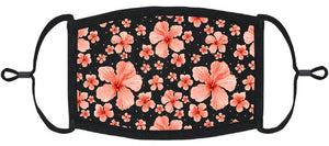 Coral Hibiscus Fabric Face Mask