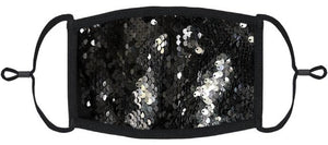 YOUTH SIZE - Black/Silver Flip Sequin Face Mask