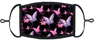 YOUTH SIZE - Pink & Purple Butterflies Fabric Mask