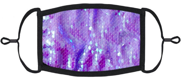 Periwinkle Sequin Fabric Face Mask