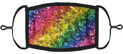 Rainbow Sequin Fabric Face Mask