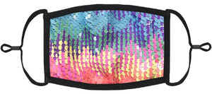 YOUTH SIZE - Rainbow Sequin Fabric Face Mask
