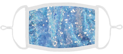 Lt Blue Sequin Fabric Face Mask