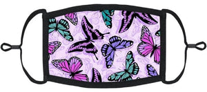 YOUTH SIZE - Purple Butterfly Fabric Face Mask