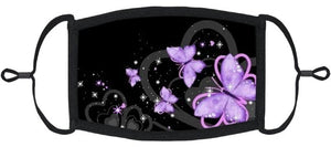 YOUTH SIZE - Purple Butterfly Fabric Face Mask