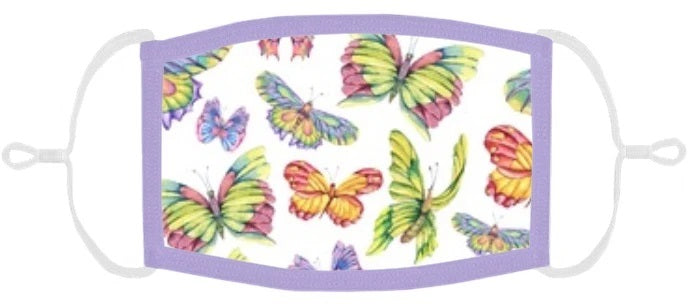 YOUTH SIZE - Pastel Butterflies Fabric Face Mask