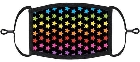 YOUTH SIZE - Rainbow Stars Fabric Face Mask