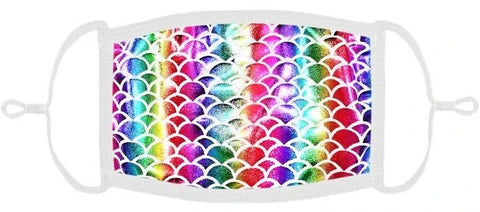 YOUTH SIZE - Rainbow Mermaid Fabric Face Mask