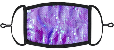 YOUTH SIZE - Periwinkle Sequin Fabric Mask