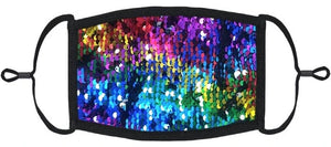 YOUTH SIZE - Rainbow Sequin Fabric Mask