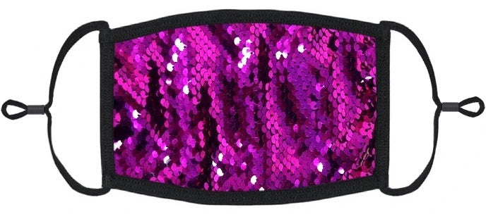 YOUTH SIZE - Fuchsia/Silver Flip Sequin Face Mask