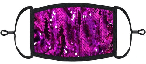 YOUTH SIZE - Fuchsia/Silver Flip Sequin Face Mask