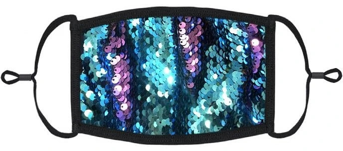 YOUTH SIZE - Teal/Purple Flip Sequin Face Mask