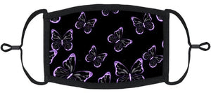 YOUTH SIZE - Purple Butterflies Fabric Mask