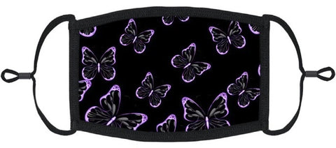 YOUTH SIZE - Purple Butterflies Fabric Mask