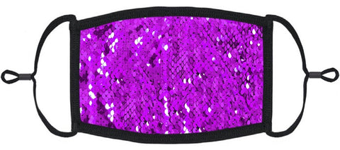 Purple/Black Flip Sequin Fabric Face Mask