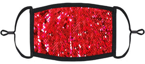 Red/Silver Flip Sequin Fabric Face Mask