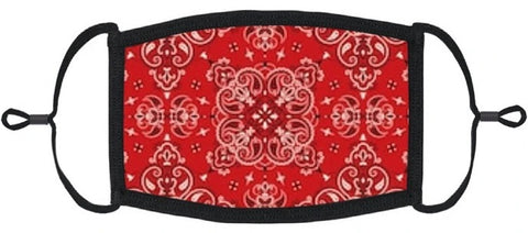 YOUTH SIZE - Red Bandana Fabric Mask