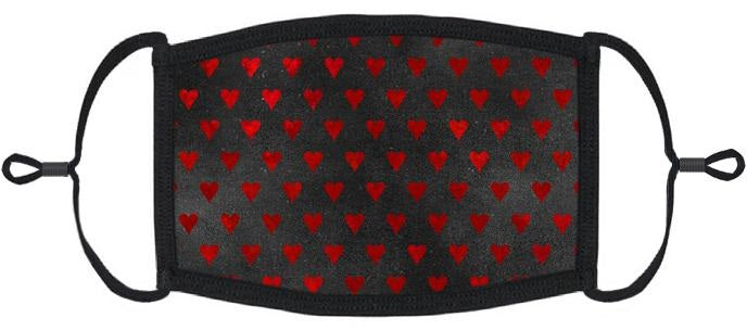 Gothic Red Hearts Fabric Face Mask