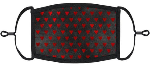 Gothic Red Hearts Fabric Face Mask