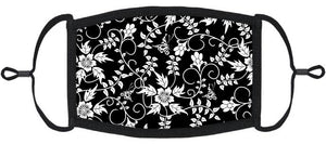 Black & White Floral Fabric Face Mask