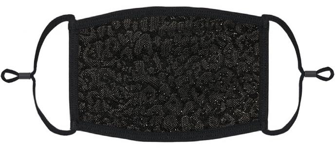 Black Glitter Cheetah Fabric Face Mask