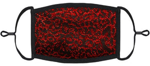 Red Glitter Cheetah Fabric Face Mask