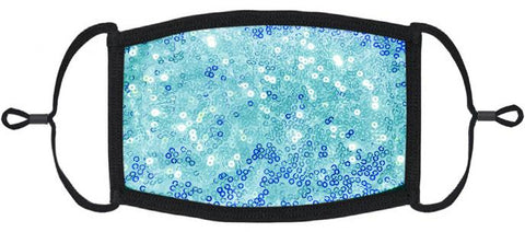 Lt Blue Sequin Fabric Face Mask