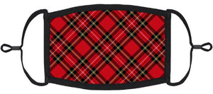 Red Plaid Fabric Face Mask