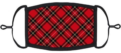 Red Plaid Fabric Face Mask