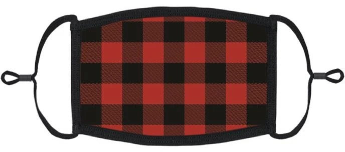 YOUTH SIZE - Red Buffalo Plaid Fabric Face Mask