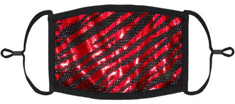 Red Foil Animal Print Face Mask