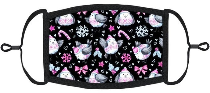 YOUTH SIZE - Winter Birds Fabric Face Mask