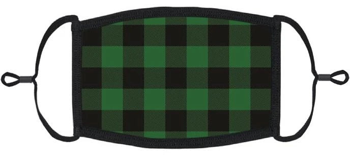 XLARGE Green Buffalo Plaid Fabric Face Mask