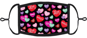 YOUTH SIZE - Candy Hearts Fabric Face Mask