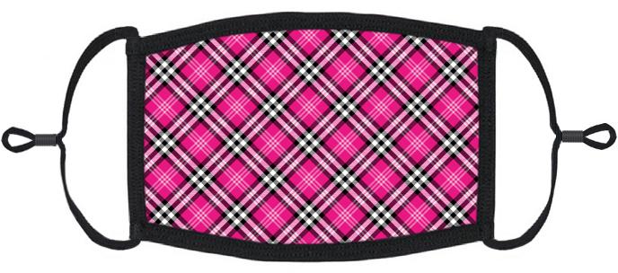 Pink Plaid Fabric Face Mask