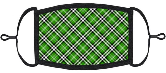 Green Plaid Fabric Face Mask